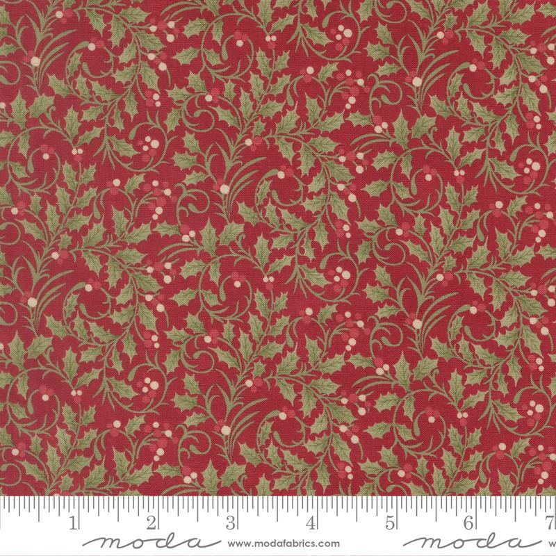 Candlelight Christmas Vines Crimson - Quilt Fabric