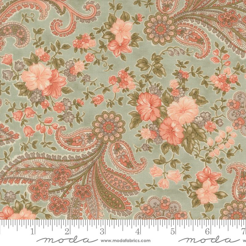 Dearly Beloved Paisley Mist - Quilt Fabric, zoomed in. Select this picture to zoom back out.