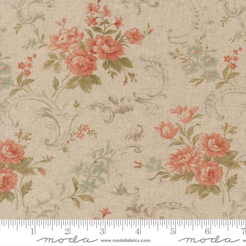 Dearly Beloved Floral Mochi Lace - Quilt Fabric, zoomed in. Select this picture to zoom back out.