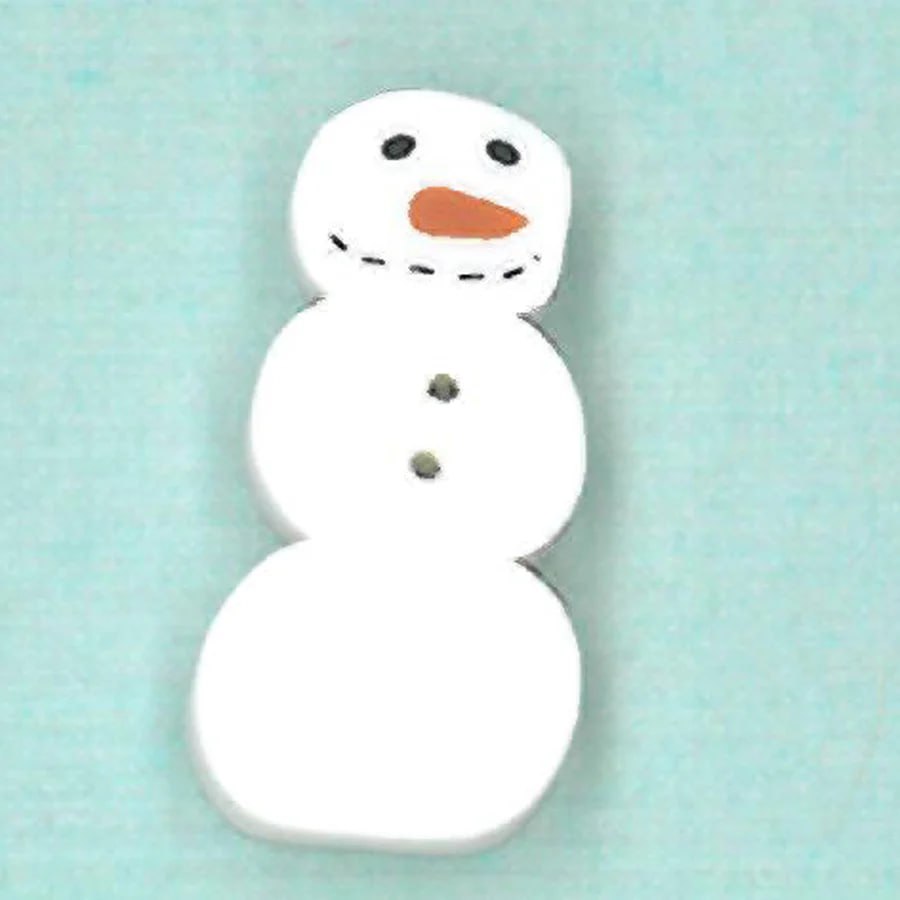 Small Primitive Snowman - Button