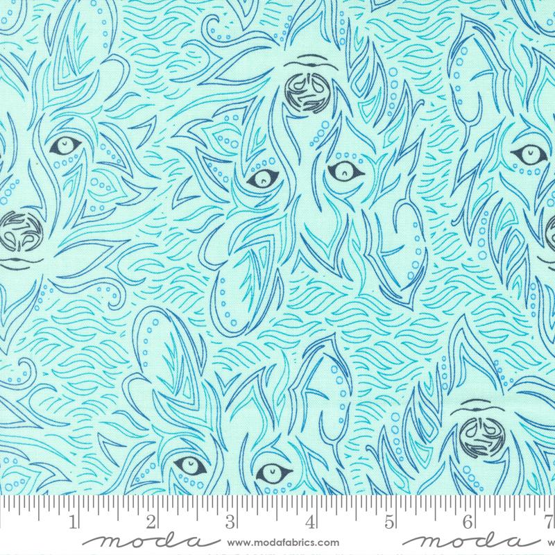 Lobo Novelty Wolf - Green Aqua - Quilt Fabric