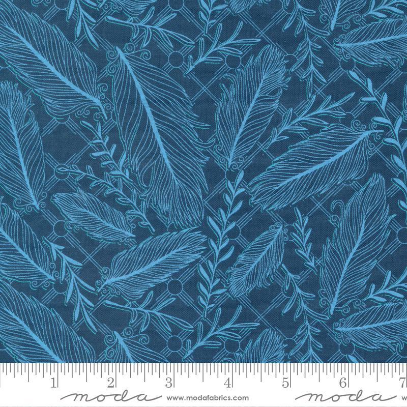 Pluma Novelty Feather - Superior Blue - Quilt Fabric