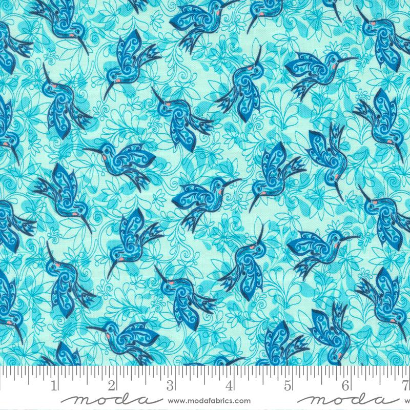 Enchantment Hummingbird - Green Aqua - Quilt Fabric