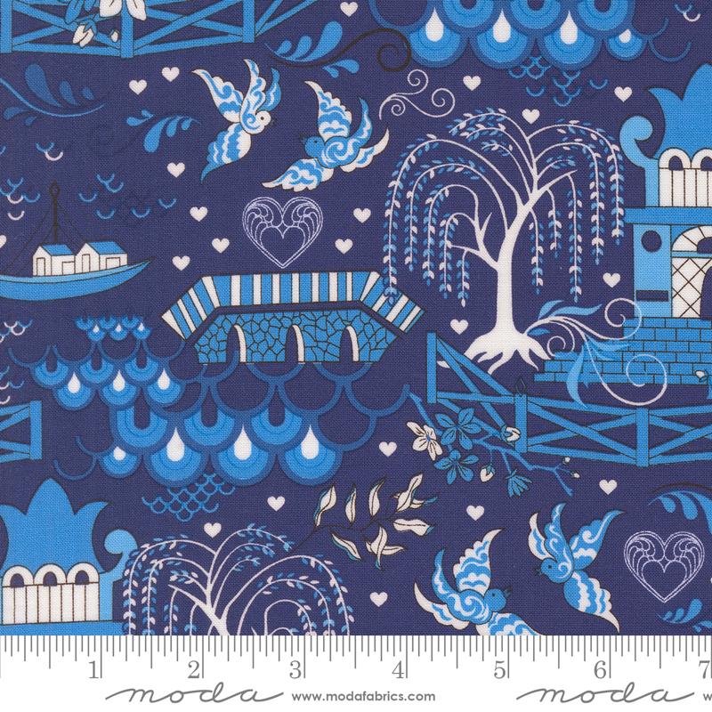 Legendary Love Pagoda - Navy - Quilt Fabric