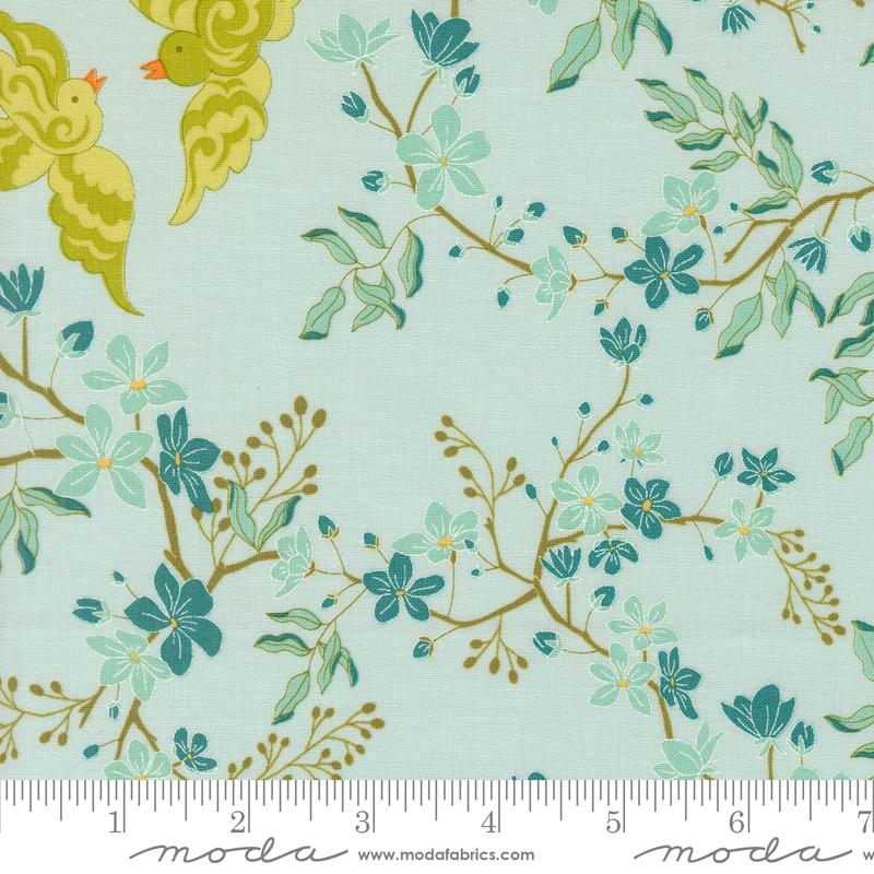 Legendary Love Lovebirds - Aqua - Quilt Fabric