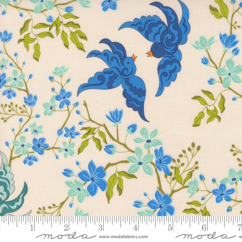 Legendary Love Lovebirds - Porcelain Navy - Quilt Fabric
