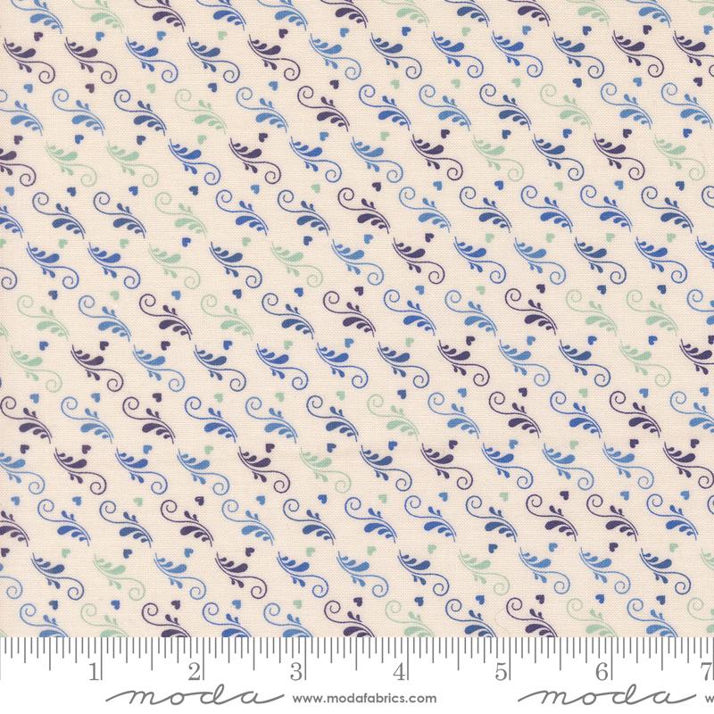 Legendary Love Hearts - Porcelain Navy - Quilt Fabric