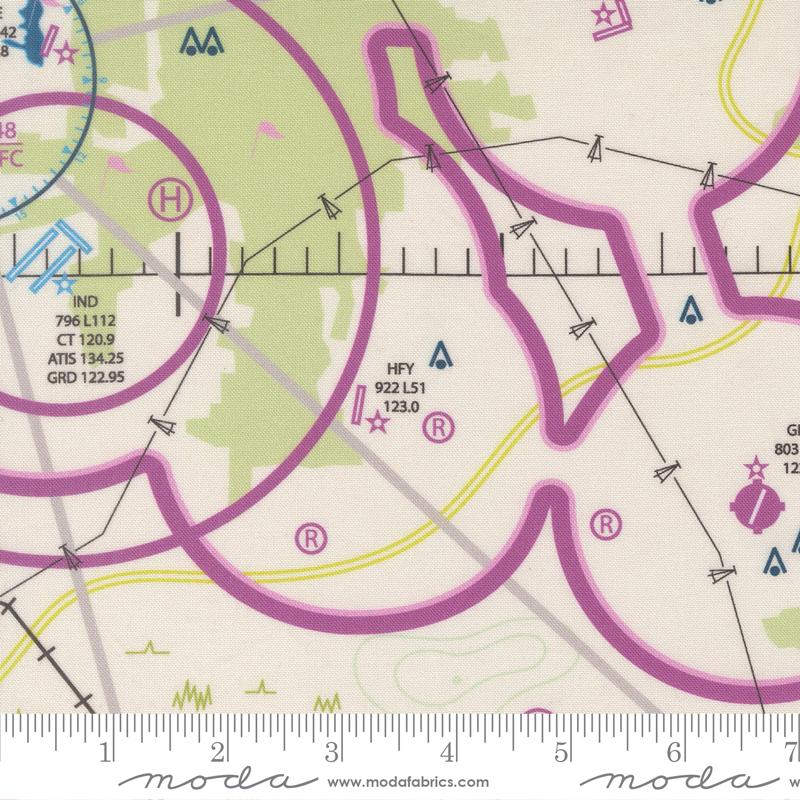 High Flight Map Cloud - Quilt Fabric