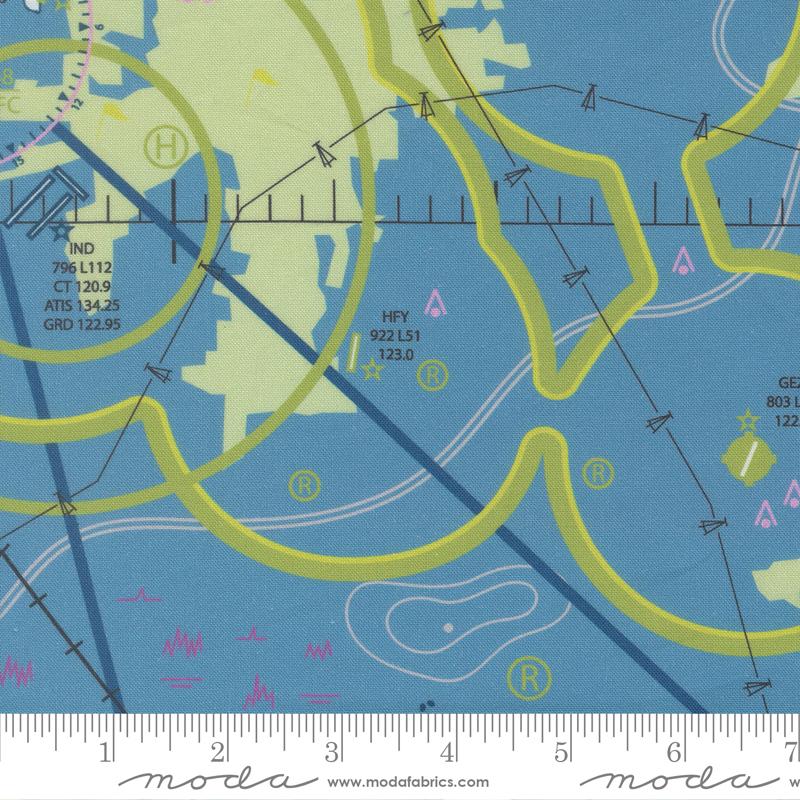 High Flight Map Lake - Quilt Fabric