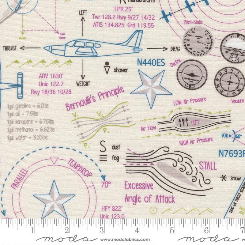 High Flight Diagrams Cloud - Quilt Fabric