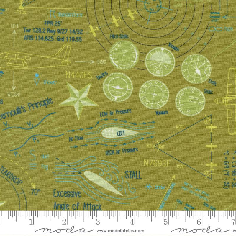 High Flight Diagram Grass - Quilt Fabric