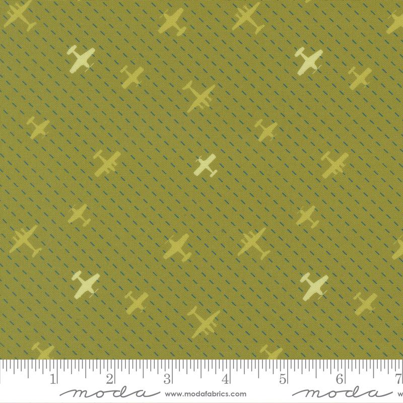 High Flight Airplane Grass - Quilt Fabric