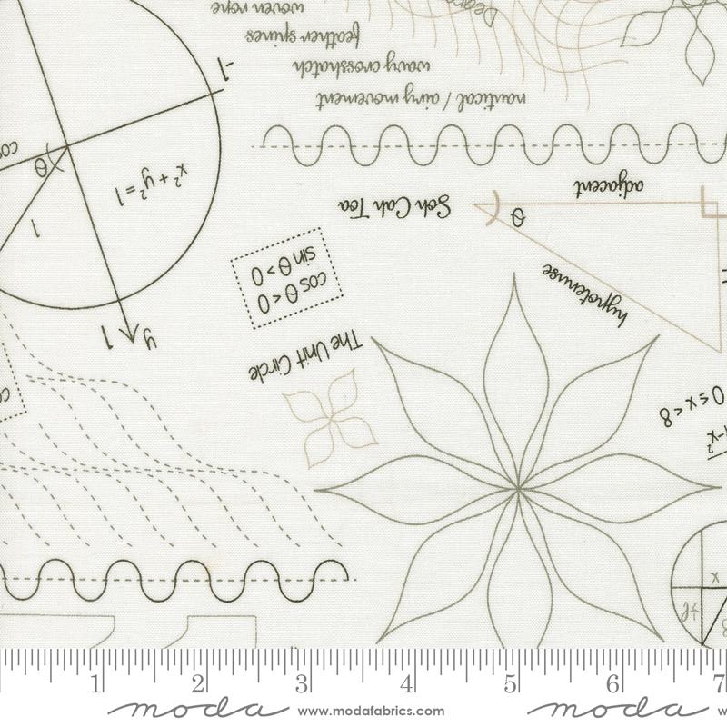 Tranquility Equations Off White - Quilt Fabric, zoomed in. Select this picture to zoom back out.