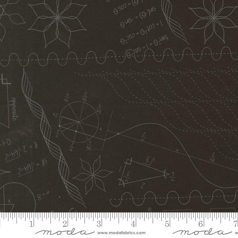 Tranquility Equations Charcoal - Quilt Fabric, zoomed in. Select this picture to zoom back out.