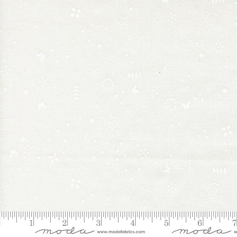 Tranquility Icons Off White White - Quilt Fabric, zoomed in. Select this picture to zoom back out.