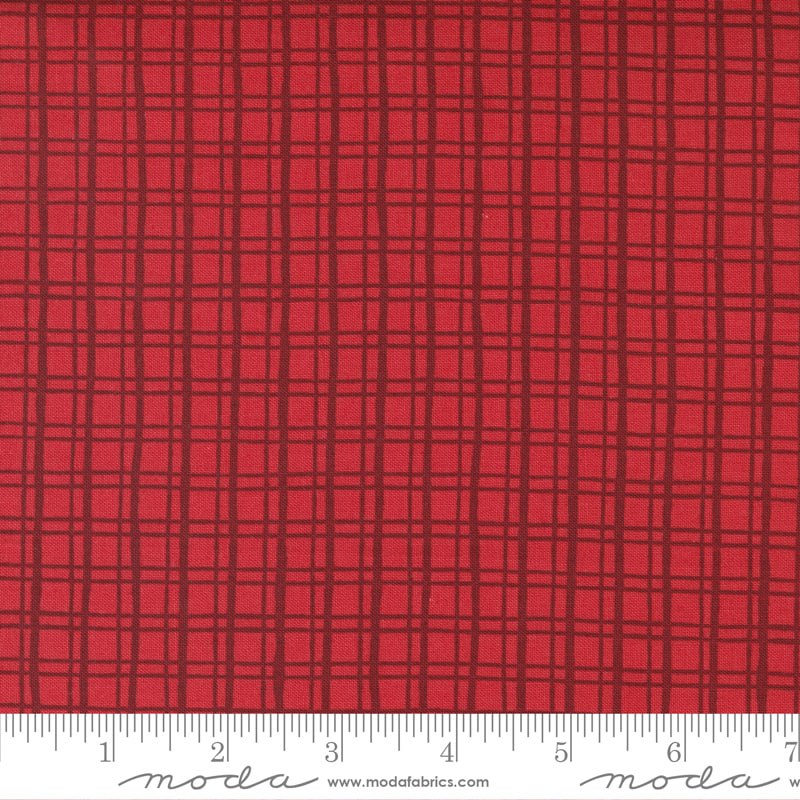 Cheer Merriment Cranberry - Christmas Check Check - Fabric