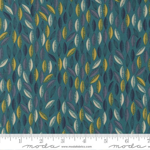 Songbook A New Page Dark Teal - Cascade Leaf - Quilt Fabric