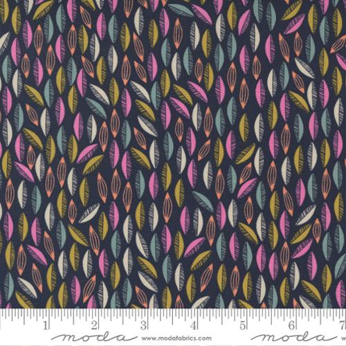 Songbook A New Page Navy - Cascade Leaf - Quilt Fabric