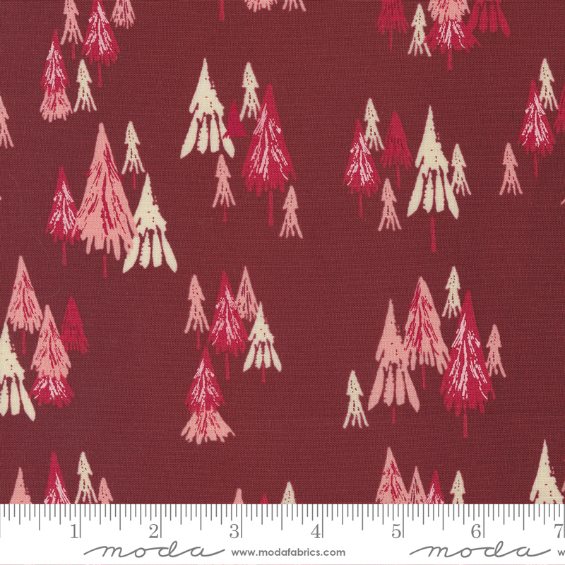 Good News Great Joy Cranberry - Fir Forest - Quilt Fabric
