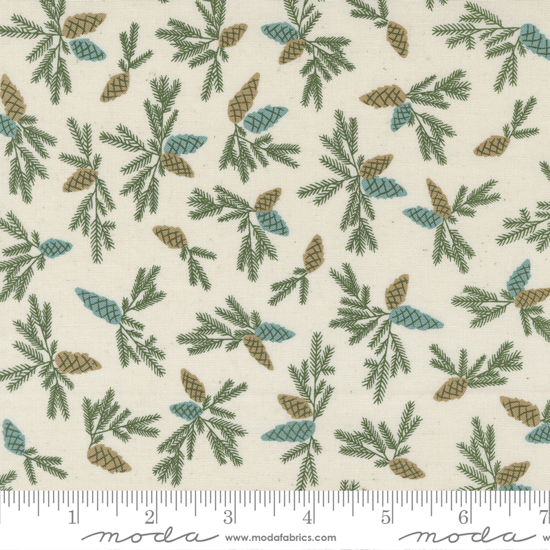 Good News Great Joy Snow - Pinecone Bough - Quilt Fabric