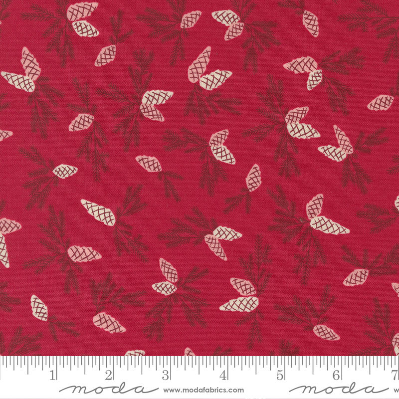 Good News Great Joy Holly Red - Pinecone Bough - Fabric