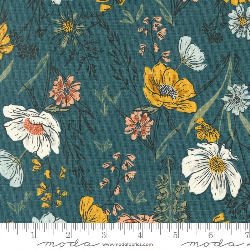 Woodland Wildflowers Wonder - Dark Lake - Quilt Fabric
