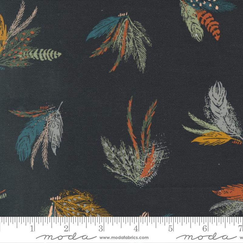 Woodland Wildflowers Feather - Charcoal - Quilt Fabric