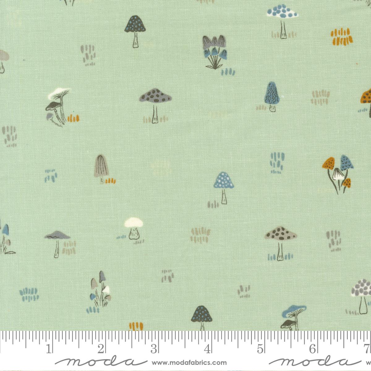Woodland Wildflowers Mushrooms - Pale Mint - Quilt Fabric