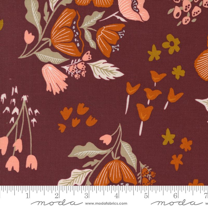 Folk Lore Floral - Burgundy - Quilt Fabric