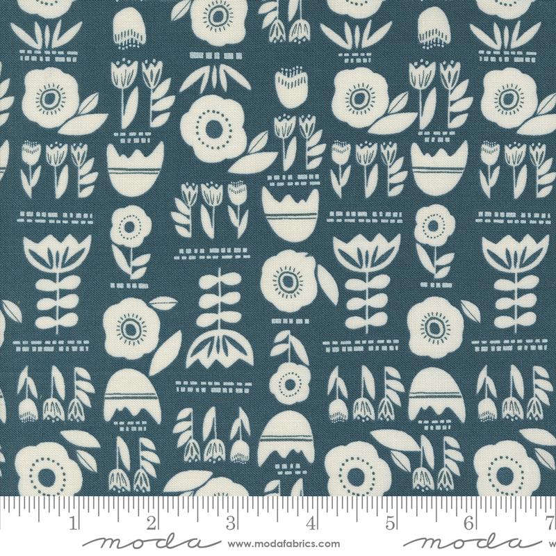 Folk Lore Posy - Teal - Quilt Fabric