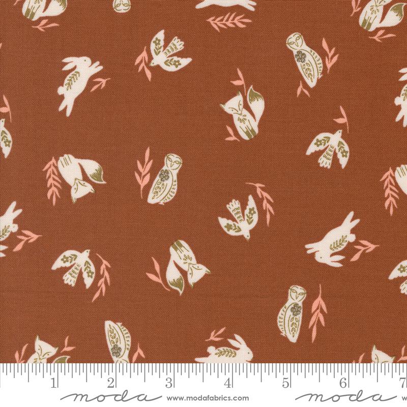 Folk Lore Animals - Rust - Quilt Fabric