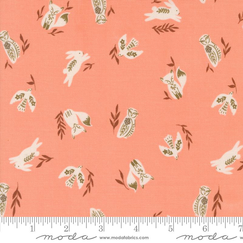 Folk Lore Animals - Peach Blossom - Quilt Fabric
