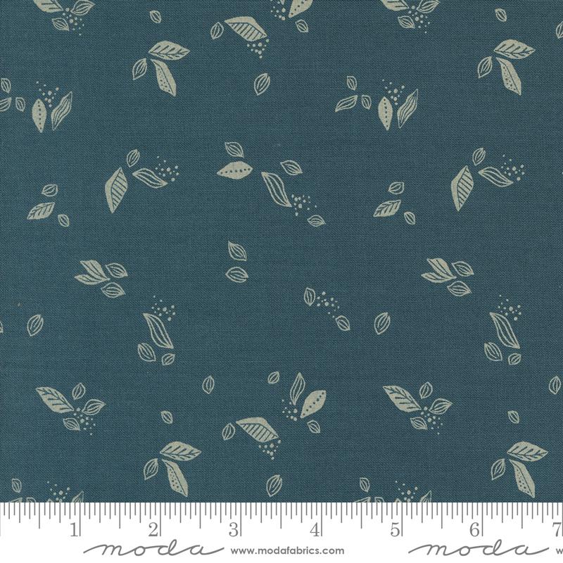 Folk Lore Leaf - Teal - Quilt Fabric