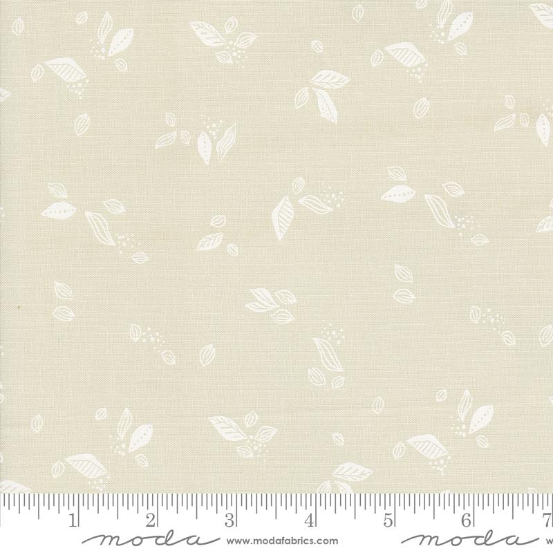 Folk Lore Leaf - Eggshell White - Quilt Fabric