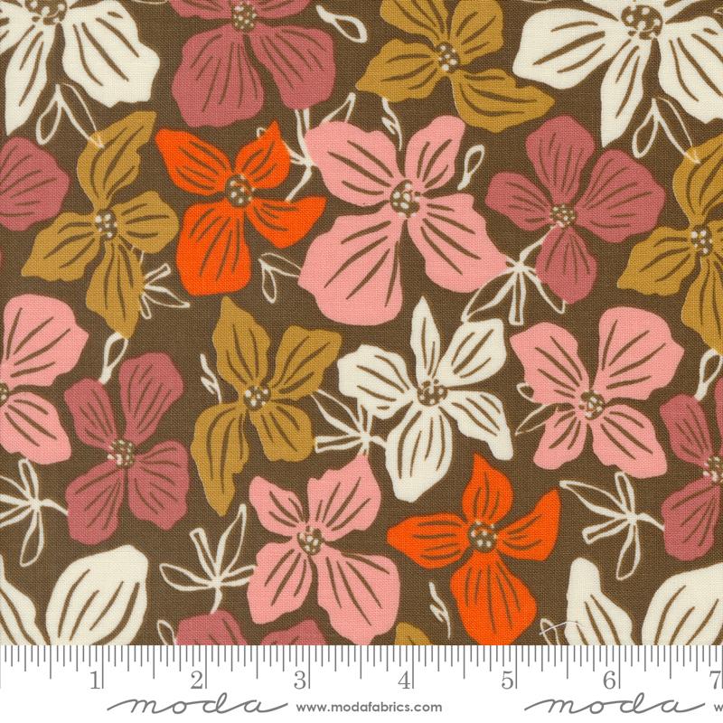 Things Above Flowers - Cocoa - Quilt Fabric