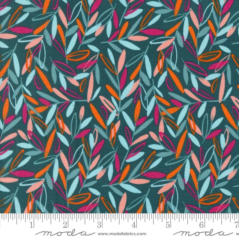 Things Above Leaf - Deep Sea - Quilt Fabric