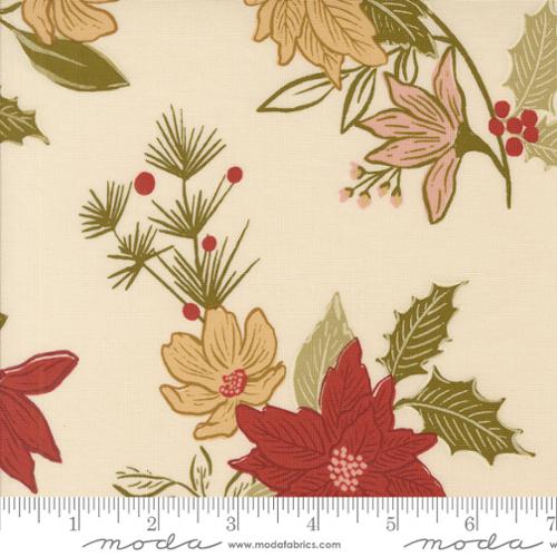 Old World Yuletide Flower Eggshell - Quilt Fabric
