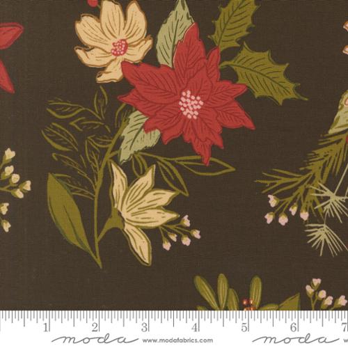 Old World Yuletide Flower Espresso - Quilt Fabric