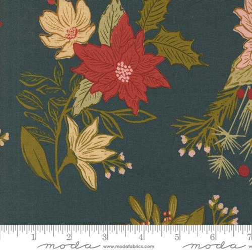 Old World Yuletide Flowers Midnight - Quilt Fabric