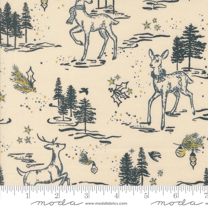 Old World Yuletide Animal Eggshell - Christmas Quilt Fabric