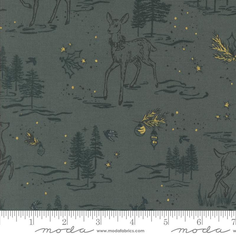 Old World Yuletide Animal Dusk - Christmas Quilt Fabric