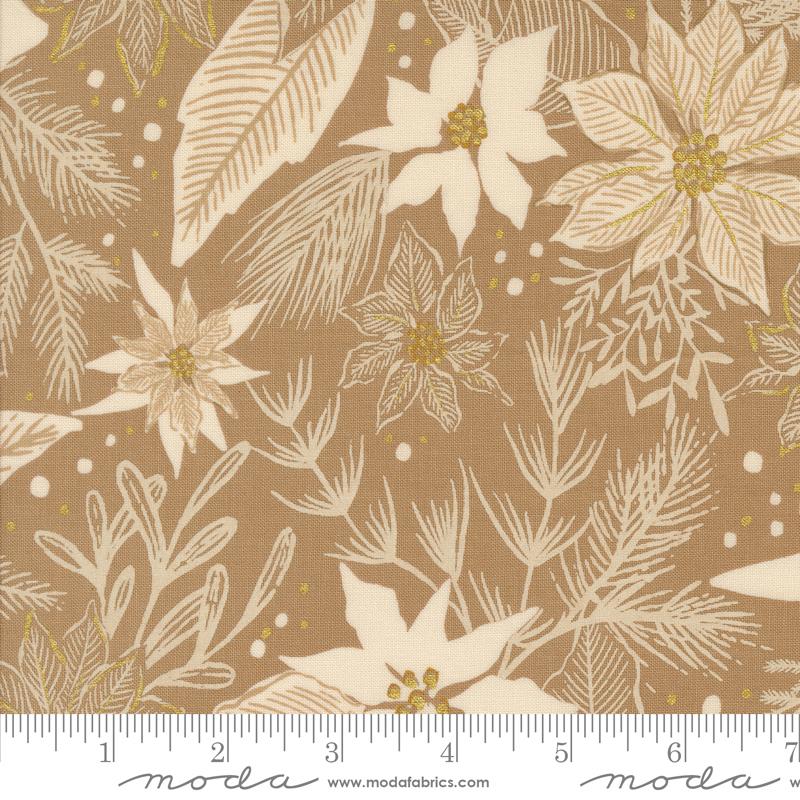 Old World Yuletide Poinsettia Mushroom - Christmas Fabric