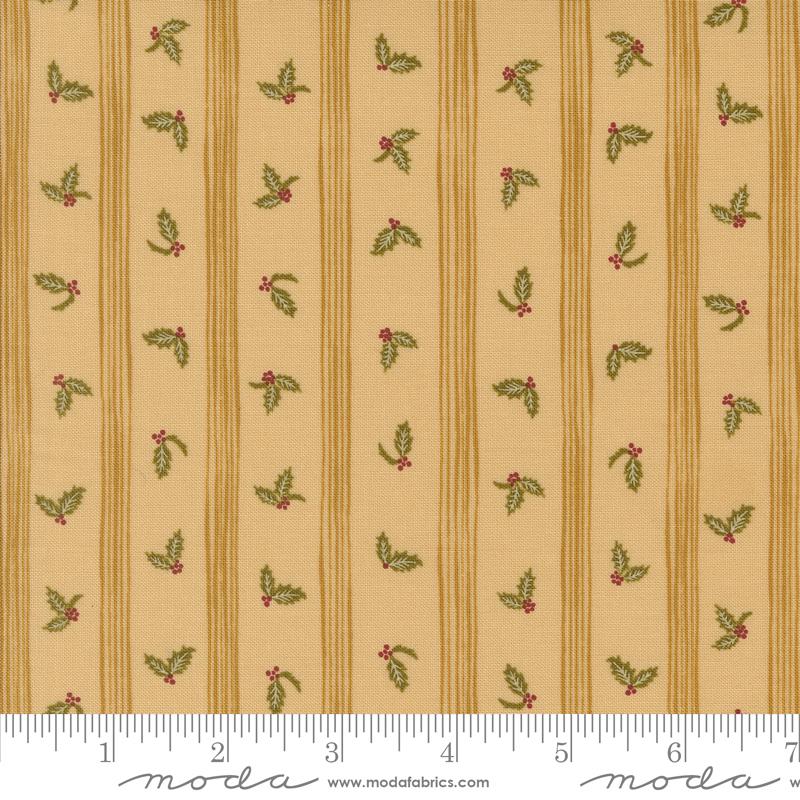 Old World Yuletide Stripes Almond - Christmas Fabric