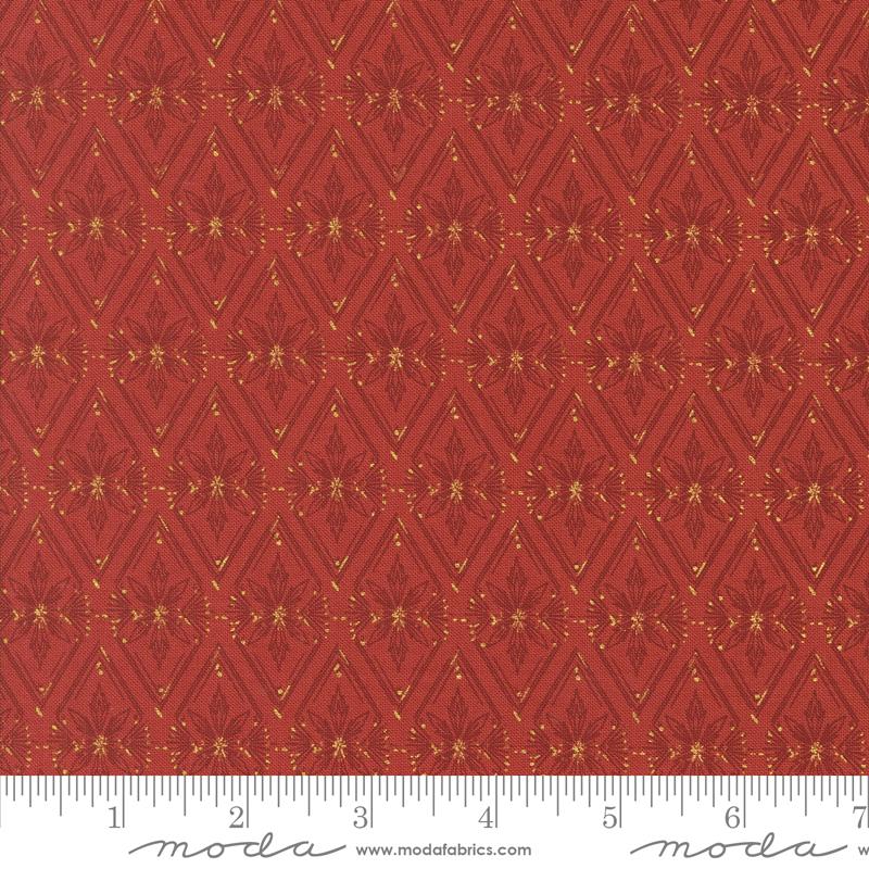 Old World Yuletide Diamonds Poinsettia - Christmas Fabric