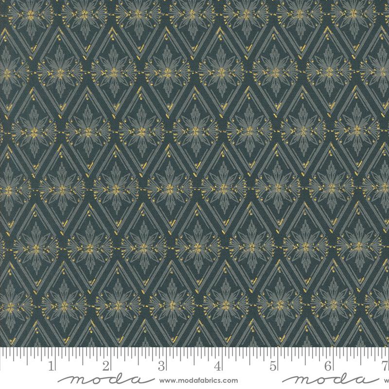 Old World Yuletide Diamonds Midnight - Christmas Fabric