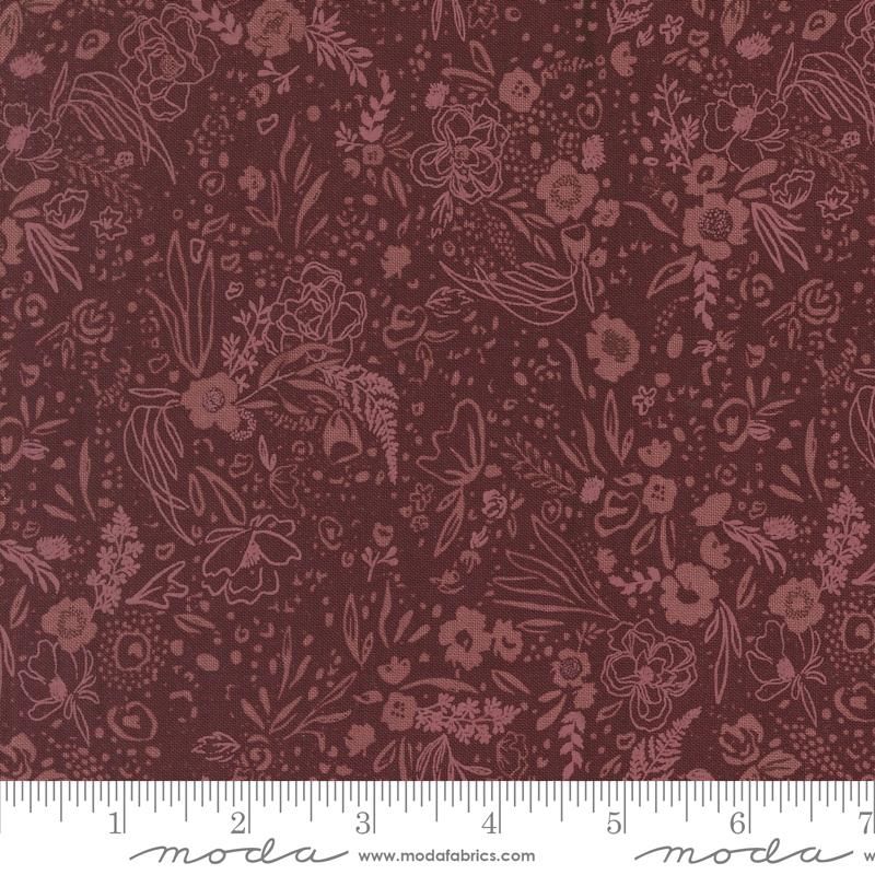 Foraged Found Flowers Merlot - Quilt Fabric