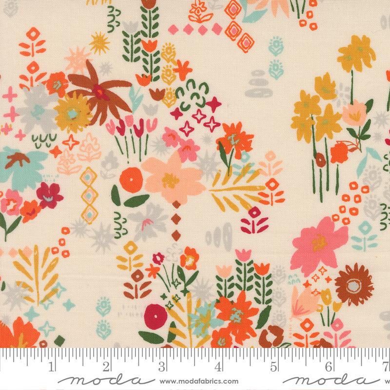 Boho Haven Flowers Eggshell - Quilt Fabric