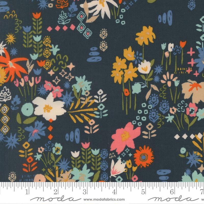 Boho Haven Flowers Deep Sea - Quilt Fabric