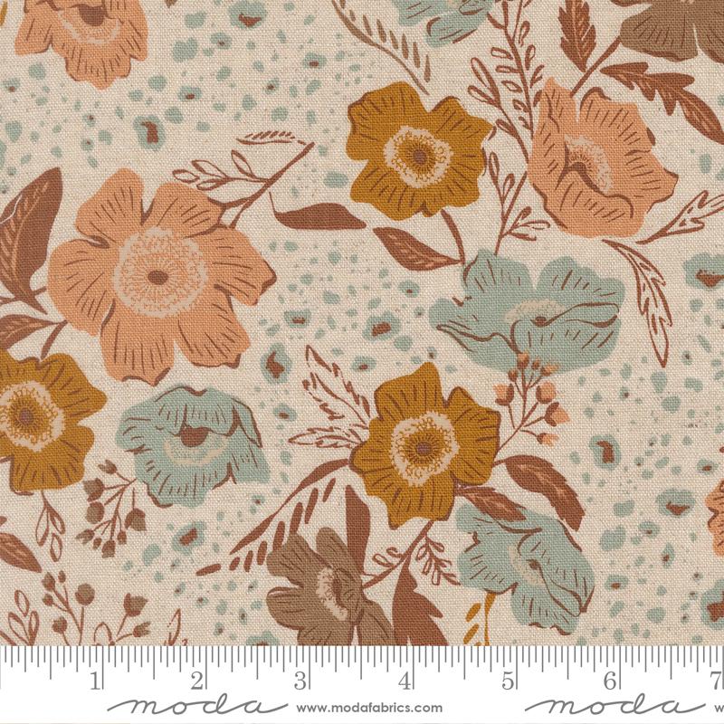 Wellspring Flower Mochi Linen Eggshell - Quilt Fabric