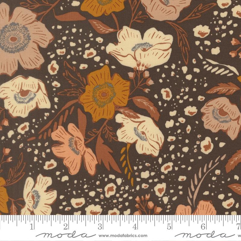 Wellspring Flower Charcoal - Quilt Fabric